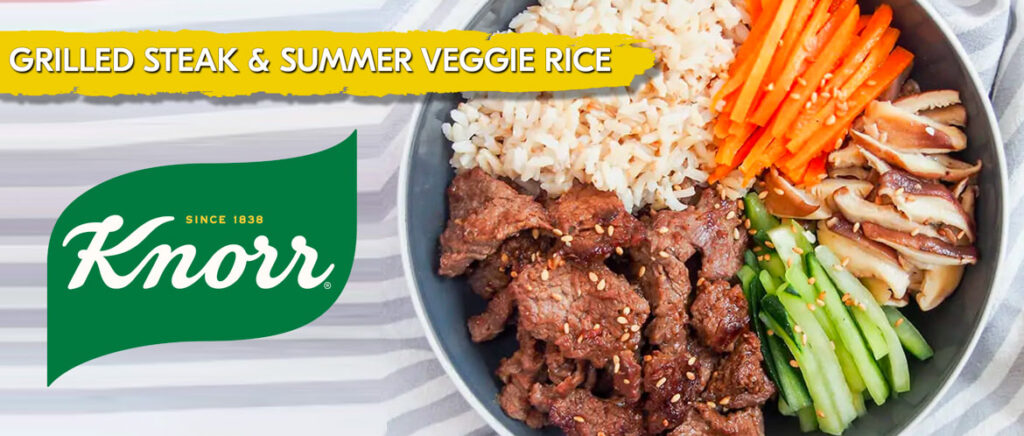 grilled steak and summer veg rice