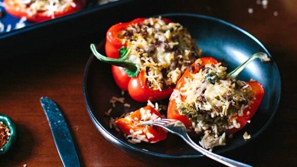 Knorr cheddar broccoli rice stuffed peppers
