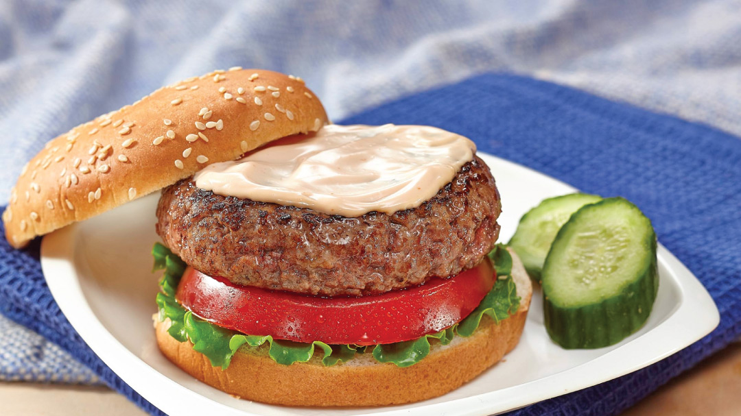 HBF juicy burger with creamy bbq sauce