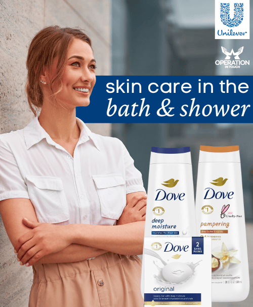 Dove skin care in the bath and shower article copy