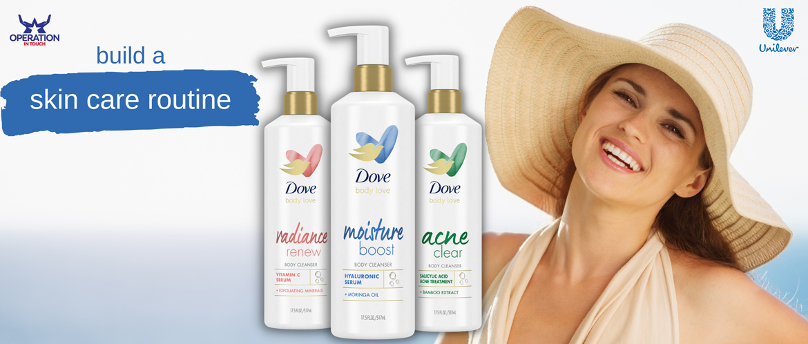 Dove build a skin care routine carousel