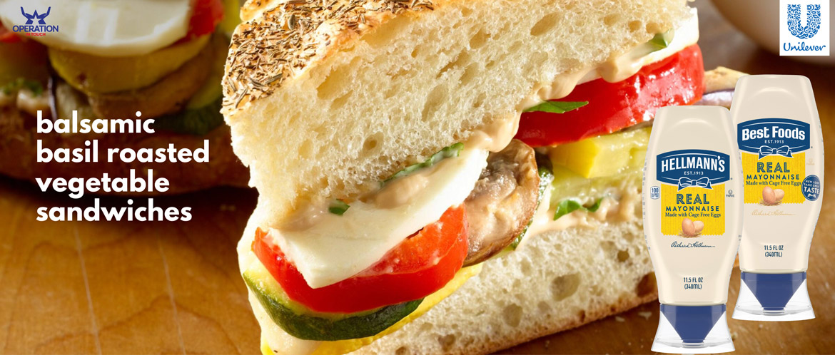 HBF balsamic basil roasted vegetable sandwiches carousel