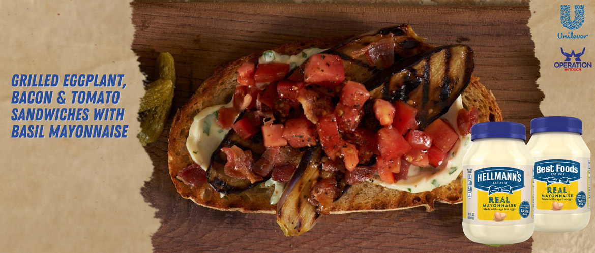 HBF grilled eggplant bacon tomato sandwiches carousel