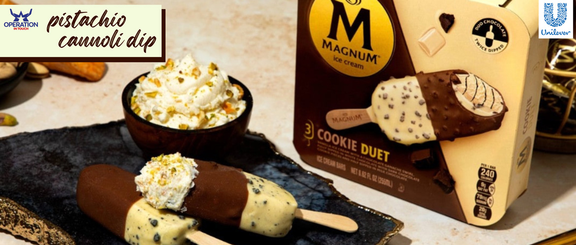 Magnum pistachio cannoli dip carousel