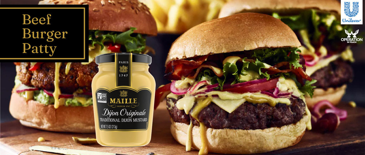 Maille beef burger patty carousel