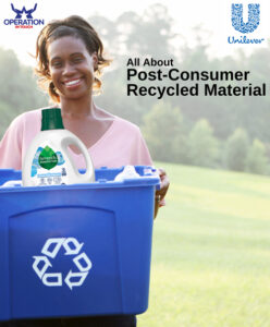 SVG post consumer recycled material article