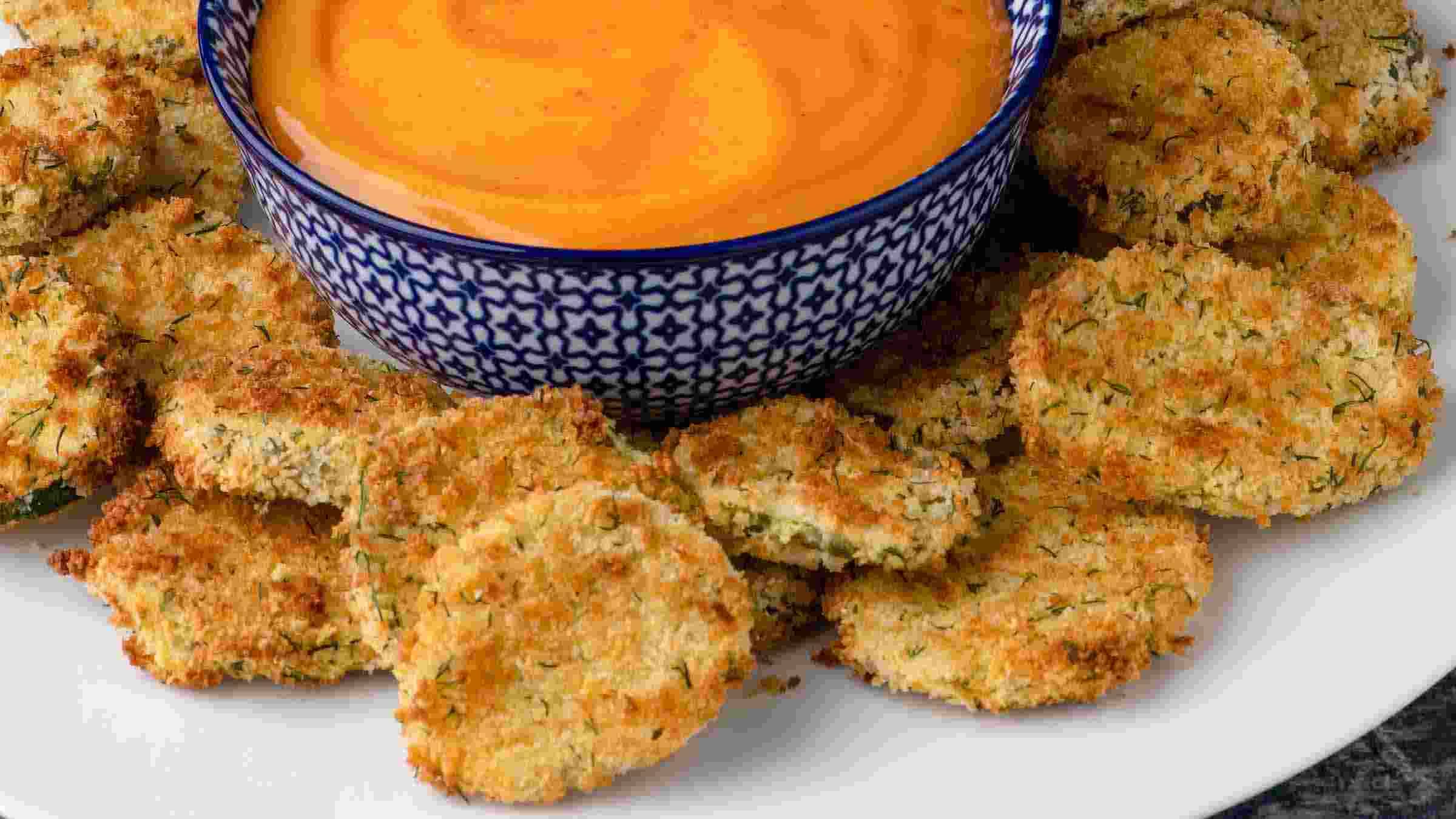 HBF air fried pickles with spicy mayonnaise dipping sauce