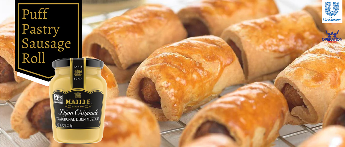 Maille puff pastry sausage roll carousel
