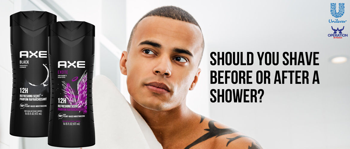 AXE shave before or after a shower carousel