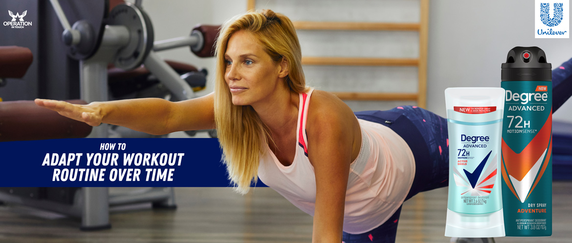 Degree adapt your workout routine over time carousel