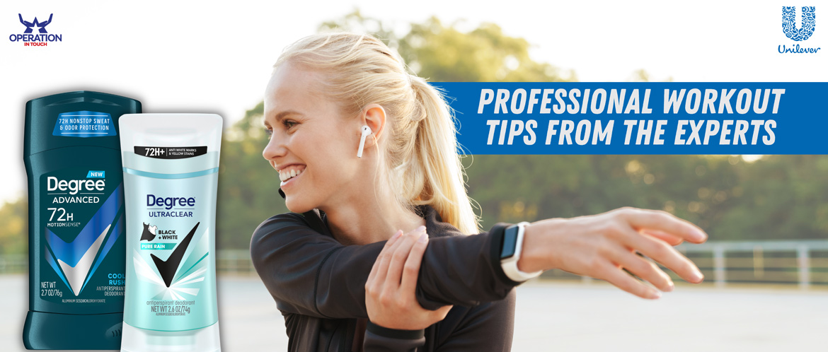 Degree professional workout tips from the experts carousel