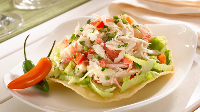 HBF Light tostadas with crabmeat salad