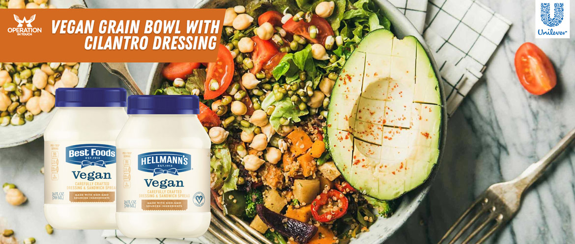 HBF vegan grain bowl cilantro dressing carousel