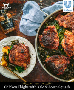Maille chicken thighs kale acorn squash article