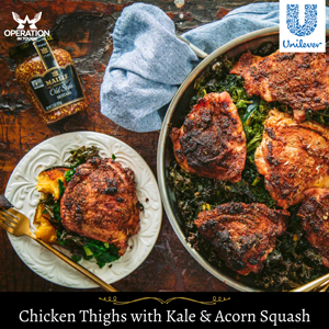 Chicken Thighs with Kale and Acorn Squash Maille chicken thighs kale acorn squash article