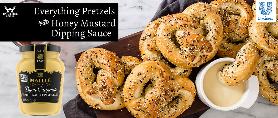 Maille everything pretzels with honey mustard dipping sauce carousel