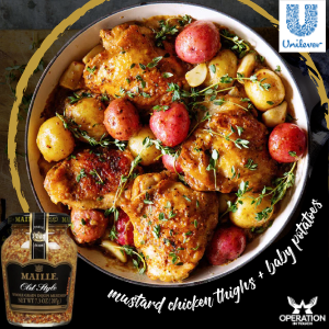 Mustard Chicken Thighs & Baby Potatoes Maille mustard chicken thighs baby potatoes article