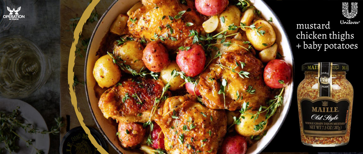 Maille mustard chicken thighs baby potatoes carousel