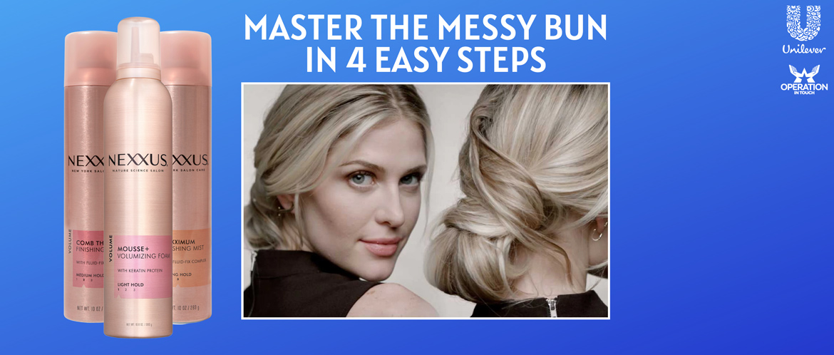 Nexxus master the messy bun carousel