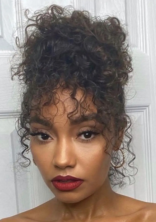 Nexxus curly hair pineapple bun
