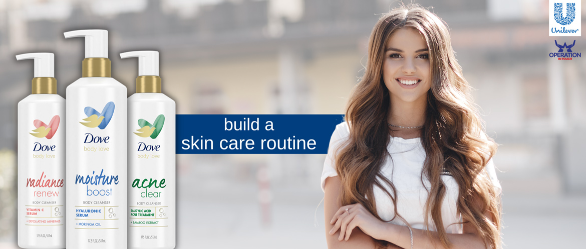 Dove build a skin care routine carousel