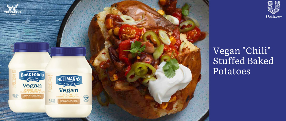 HBF vegan chili stuffed baked potatoes carousel